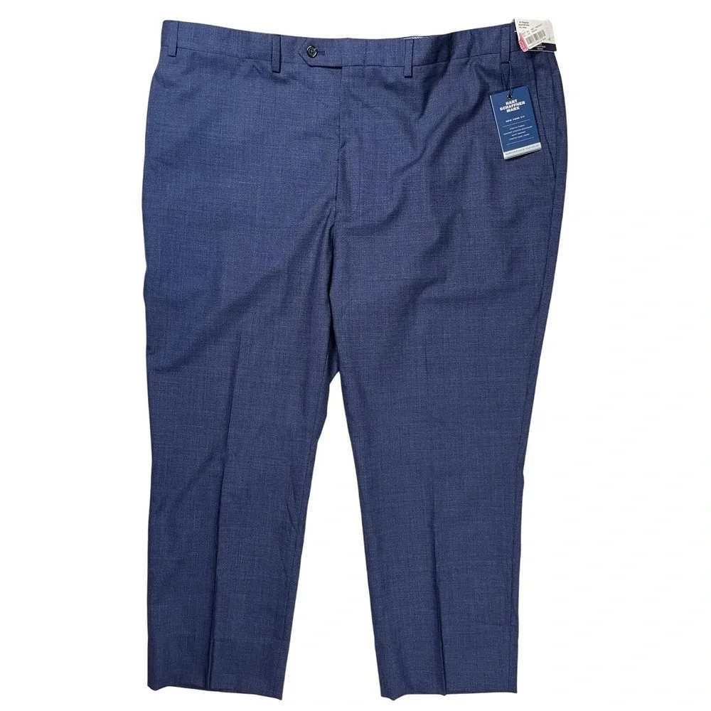 New Hart Schaffner Marx Mens Blue New York Fit Performance Traveler Pants Sz 44R